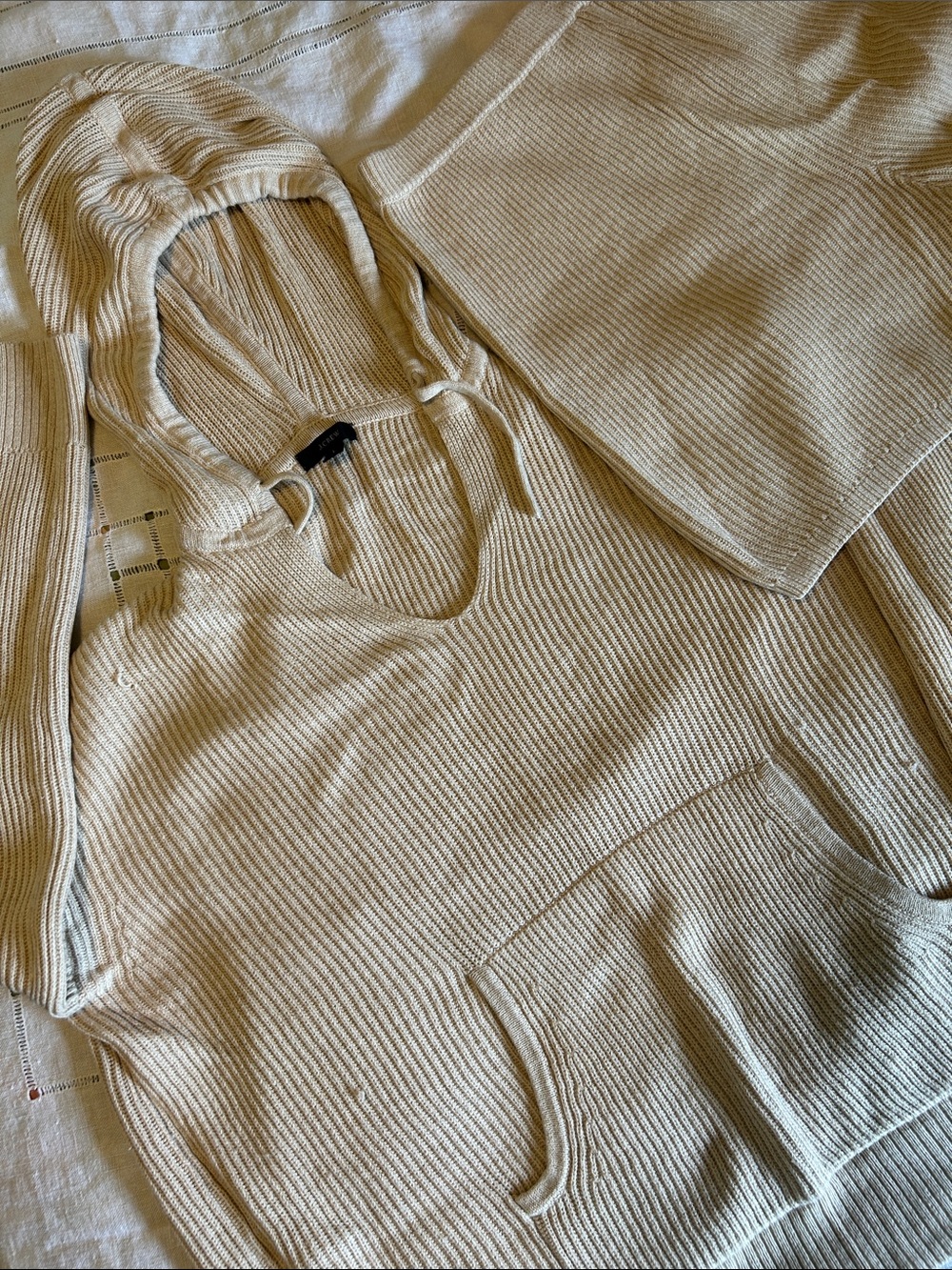 J. Crew cotton/ cashmere Cream  Hoodie Sweater/Shorts Set